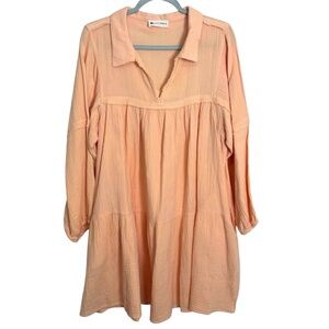 The Impeccable Pig Pastel Orange Cotton Gauze Mini Dress Women’s Medium Casual